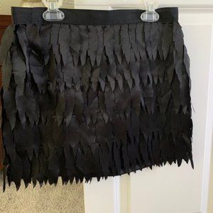 Black satin textured mini skirt